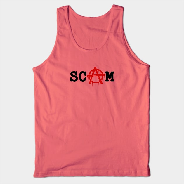 SCAM // Anarchy red logotype. Minimalistic old font lettering Tank Top by MSGCNS